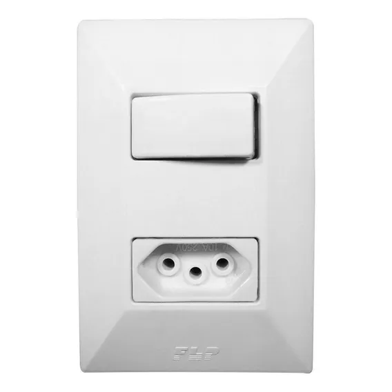 Kit 5 Interruptor Simples 1 Tecla + Tomada 10a 2p+t Espelho Cor Branco Foto 1