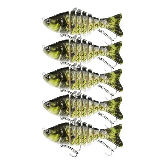 Kit 5 Iscas Articuladas 6 Sessões Lambari 10cm 18g 2 Ganchos Cor Verde/preto Foto 1
