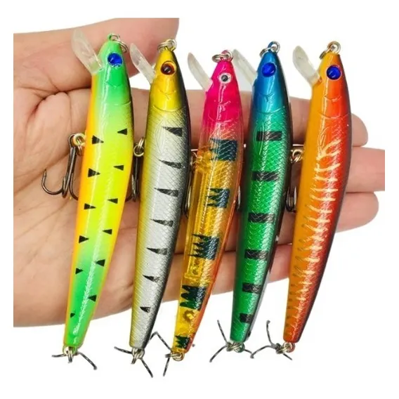 Kit 5 Iscas Artificiais Peixes De Rio Mar Lagos Tucunaré Cor foto Foto 1