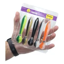 Kit 5 Iscas Artificiais Pesca Soft Shad Jig Tucunare 10cm Foto mini 1