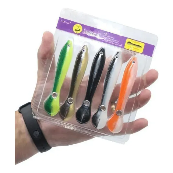 Kit 5 Iscas Artificiais Pesca Soft Shad Jig Tucunare 10cm Foto 1