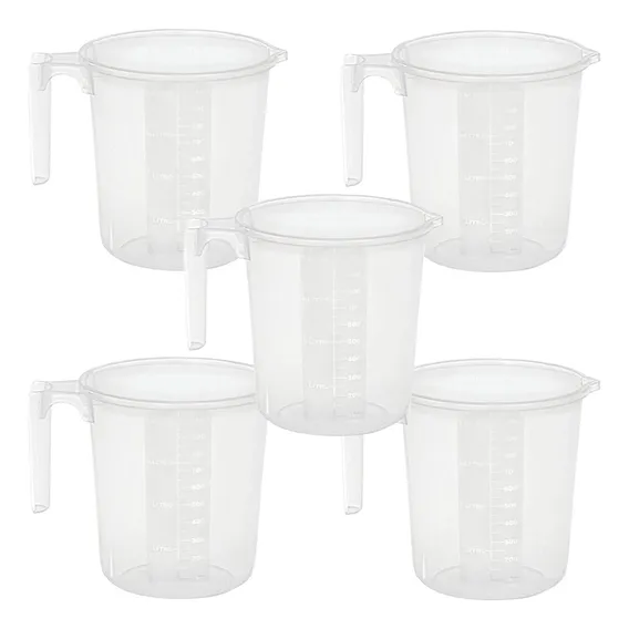 Kit 5 Jarras Medidoras Plastica 1 Litro Graduada Atóxica Foto 1