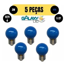 Kit 5 Lampada Bolinha Led G45 3w E27 127v Azul Galaxy Foto mini 1