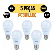 Kit 5 Lampada Led Bulbo A60 12w E27 3000k Amarela Bivolt Fox Foto mini 1