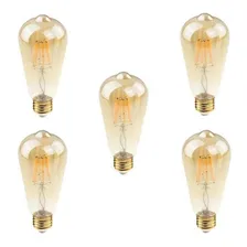 Kit 5 Lampada Led Filamento Industrial Ambar 4w Vintage Foto  mini 1