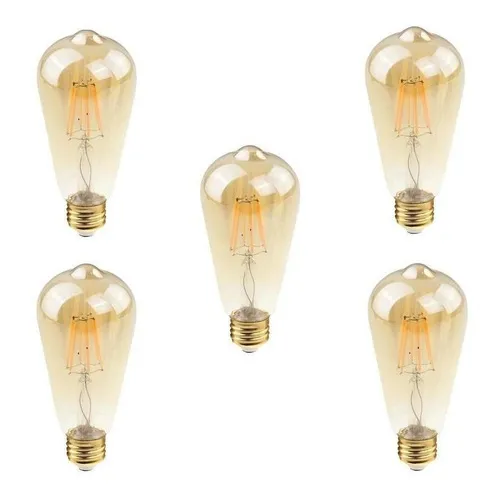 Kit 5 Lampada Led Filamento Industrial Ambar 4w Vintage Foto 1