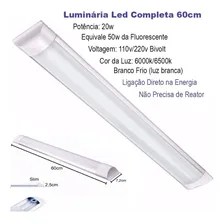Kit 5 Lâmpada Led Tubular 60cm Slim Branco Frio 20w = 40w Luz Branco-frio 127/220v Foto mini 4
