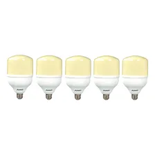 Kit 5 Lampadas Bulbo 30w Luz Amarela 3000k Alta Potencia E27 Foto  mini 1