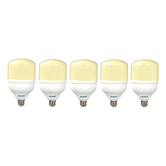 Kit 5 Lampadas Bulbo 30w Luz Amarela 3000k Alta Potencia E27 Foto 1