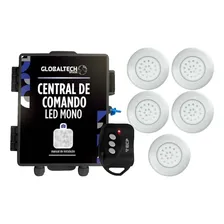 Kit 5 Led Piscina Inox Azul Mono 18w + Central Touch 110v/220v Foto  mini 1