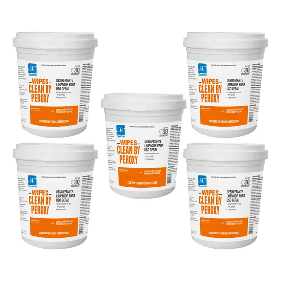 Kit 5 Lenços Desinfetantes Umedecidos Wipes Clean By Peroxy Foto 1