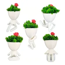 Kit 5 Lindos Vasos Decorativo Suculentas Planta Bbb Criativo Cor Branco Foto  mini 1