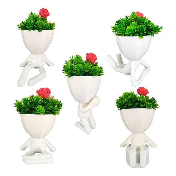 Kit 5 Lindos Vasos Decorativo Suculentas Planta Bbb Criativo Cor Branco Foto 1