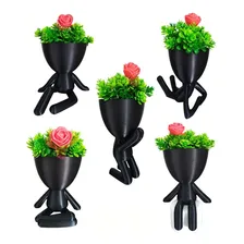 Kit 5 Lindos Vasos Decorativo Suculentas Planta Bbb Criativo Cor Preto Foto  mini 1