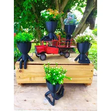 Kit 5 Lindos Vasos Decorativo Suculentas Planta Bbb Criativo Cor Preto Foto mini  3