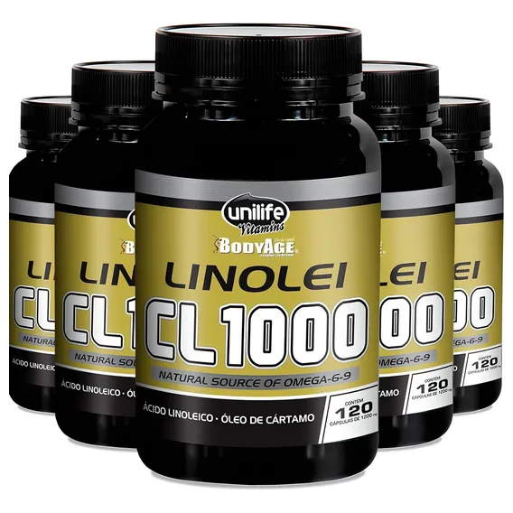 Kit 5 Linolei Cl 1000 Óleo De Cártamo Unilife 120 Cáps Sabor Sem sabor Foto 1
