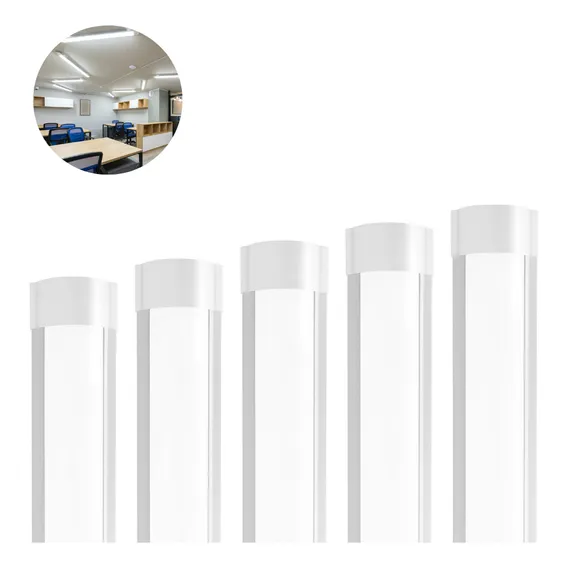 Kit 5 Luminária Linear Tubular 120cm Sobrepor 40w Led 6500k Cor Branco Foto 1