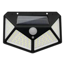 Kit 5 Luminária Parede Solar 100 Leds Luz Balizador Jardim Cor Preto Foto mini 2