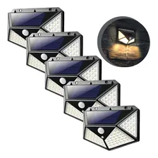 Kit 5 Luminária Solar 100 Leds Sensor Movimento Externo Foto mini 1