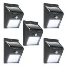 Kit 5 Luminaria Solar Luz Led Com Sensor Presença Automático Estrutura Preto Foto  mini 1