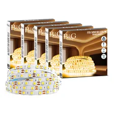 Kit 5 Luminárias Fita Led 5050 Rolo 5m 12v Ip20 Branco Quente 3500k Iluminação Foto mini 1