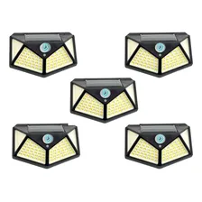 Kit 5 Luminárias Solar 100 Leds Prova Dágua Sensor Presença Foto mini 1