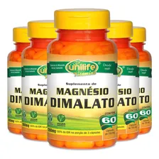 Kit 5 Magnésio Dimalato 60 Cápsulas Unilife Sabor Neutro Foto mini 1
