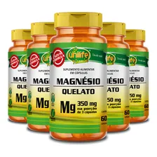 Kit 5 Magnésio Quelato Unilife Contendo 60 Cápsulas Sabor Neutro Foto  mini 1