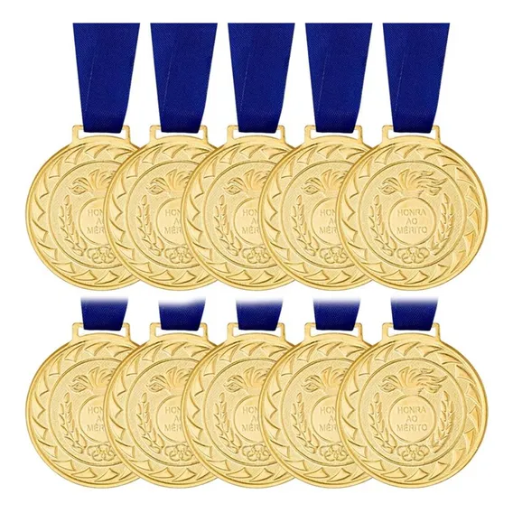 Kit 5 Medalhas Esportivas 43mm Honra Mérito Escola Futebol Foto 1