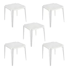 Kit 5 Mesas Fixas Quadrada 70x70 Branco Plástico Resistente Foto mini 1