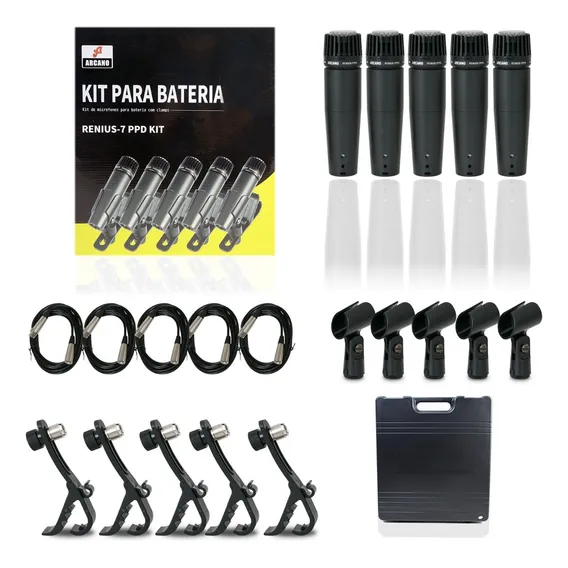 Kit 5 Microfones Arcano Renius-7 Ppd Kit Xlr Tam Reduzido Foto 1