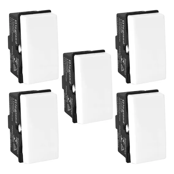 Kit 5 M贸dulo Interruptor Paralelo Pial Pop Three Way Cor Branco Foto 1
