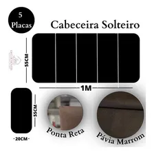 Kit 5 Módulos Placas Cabeceira Estofada Solteiro Marrom Foto mini  3