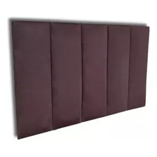 Kit 5 Módulos Placas Cabeceira Estofada Solteiro Marrom Foto  mini 1