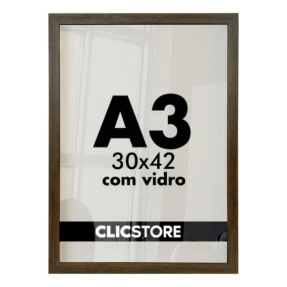 Kit 5 Molduras A3 Para Quadro Foto Poster Com Vidro 30x42 Cor Tabaco Foto 1
