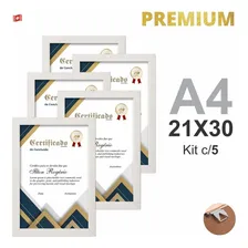 Kit 5 Molduras Quadros A4 Certificados Vidro 21x30cm 24hr Cor Preto Foto mini 4