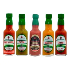 Kit 5 Molho Pimenta 60ml Bhut Jolokia Cayena Habanero Cumari Foto mini 1