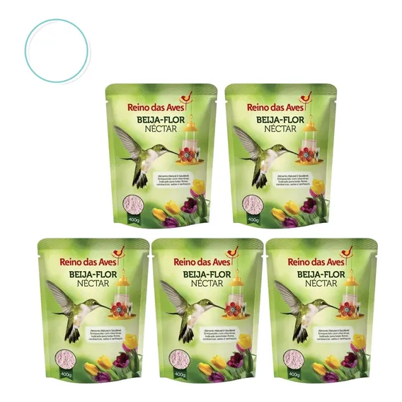 Kit 5 Nectar Para Beija Flor Refil 400g Reino Das Aves Foto 1