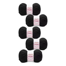 Kit 5 Novelo Lã Círculo Fio Mollet 100g 200m - Preto Foto mini  3
