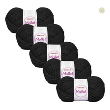 Kit 5 Novelo Lã Círculo Fio Mollet 100g 200m - Preto Foto  mini 1
