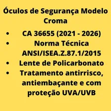 Kit 5 Oculos Protecao Seguranca Epi Croma Incolor Foto mini 2