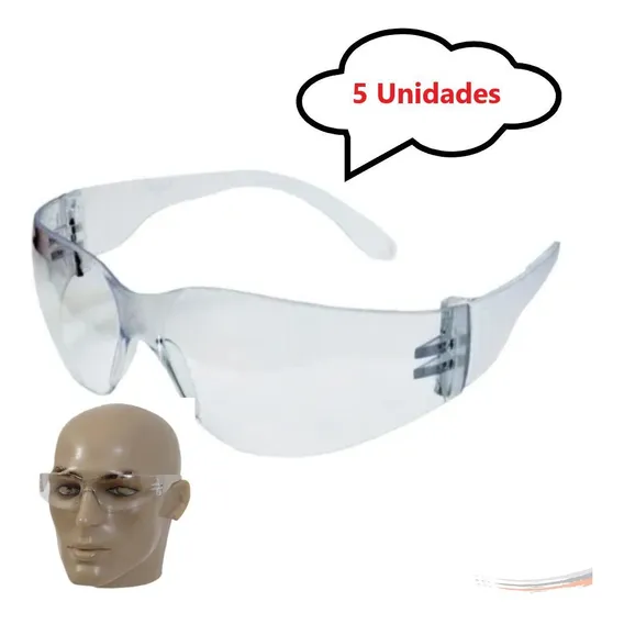 Kit 5 Oculos Protecao Seguranca Epi Croma Incolor Foto 1