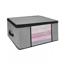 Kit 5 Organizador Multiuso Tnt Anti-mofo Proteção Umidade Para Edredons Cobertores Toalhas Lençois Roupas De Cama Com Ziper Dobrável Cinza M 45x45x20 Foto mini 3