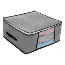 Kit 5 Organizador Multiuso Tnt Anti-mofo Proteção Umidade Para Edredons Cobertores Toalhas Lençois Roupas De Cama Com Ziper Dobrável Cinza M 45x45x20 Foto mini 4