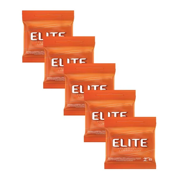 Kit 5 Pacotes Preservativo Elite C/ 3 Unidades Cada Foto 1