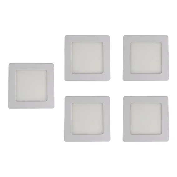 Kit 5 Paineis Led Embutir 6w Quadrado Branco Frio 6500k 110v/220v Foto 1