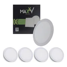 Kit 5 Painéis Plafon Led Embutir Redondo 12w Frio 6500k Foto mini 1
