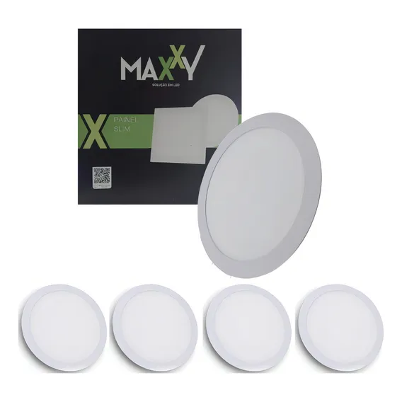 Kit 5 Painéis Plafon Led Embutir Redondo 12w Frio 6500k Foto 1