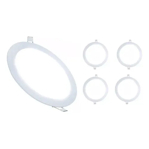 Kit 5 Painel Plafon Branco Frio 25w Led Redondo Embutir Teto Foto 1
