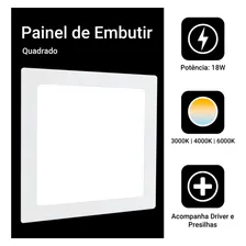 Kit 5 Painel Plafon Led 18w Embutir Quadrado Luminária Frio Cor Branco frio Foto mini 4